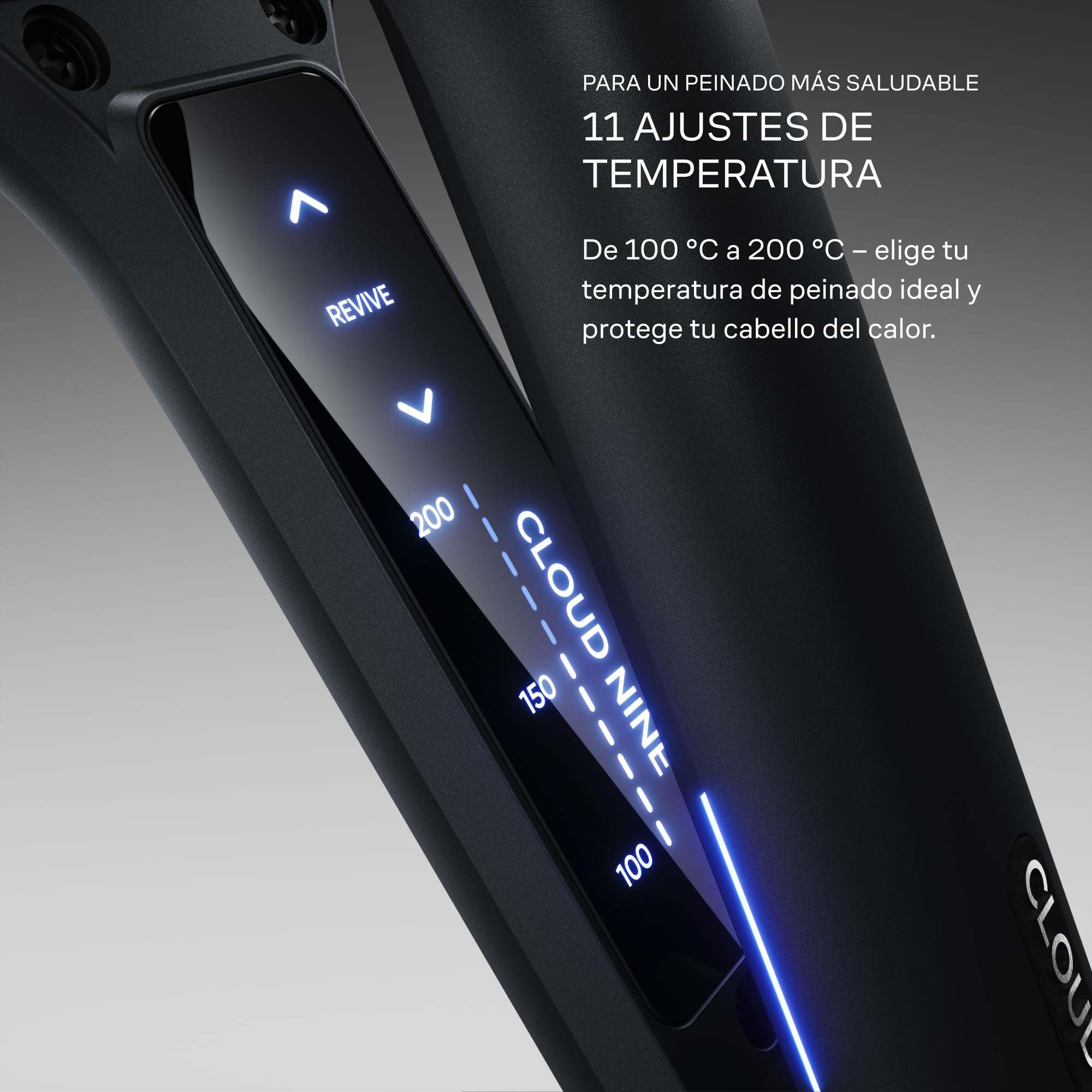 CLOUD NINE La nueva plancha de pelo ancha | Control de temperatura variable | Modo Revive Placas con infusión de minerales | Pantalla digital Cable giratorio de 360° | Protector