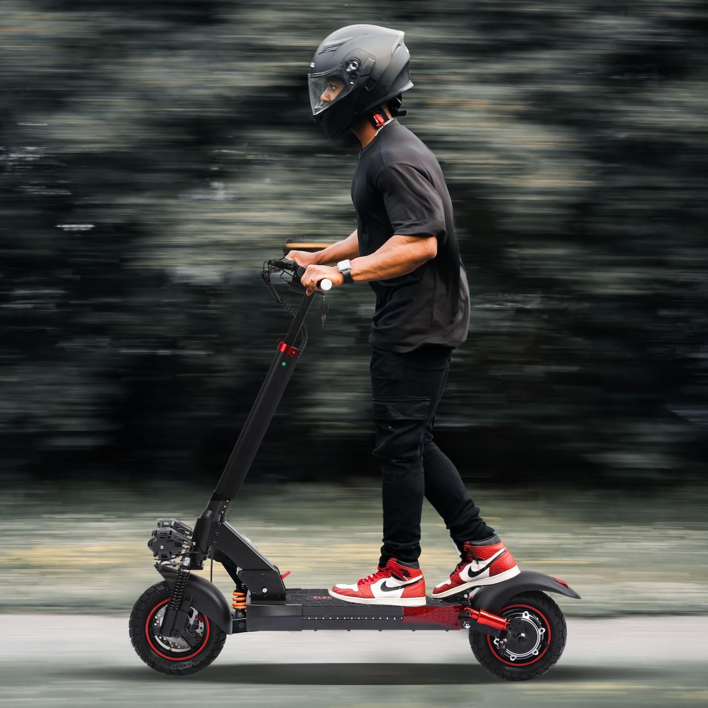 Off Road Electric Scooter Adults, 800/1200/1600W Motor, 48V 15/18/21AH Battery, 11" All-Terrain Tires, Heavy Duty E-Scooter with Dual Suspension with Seat