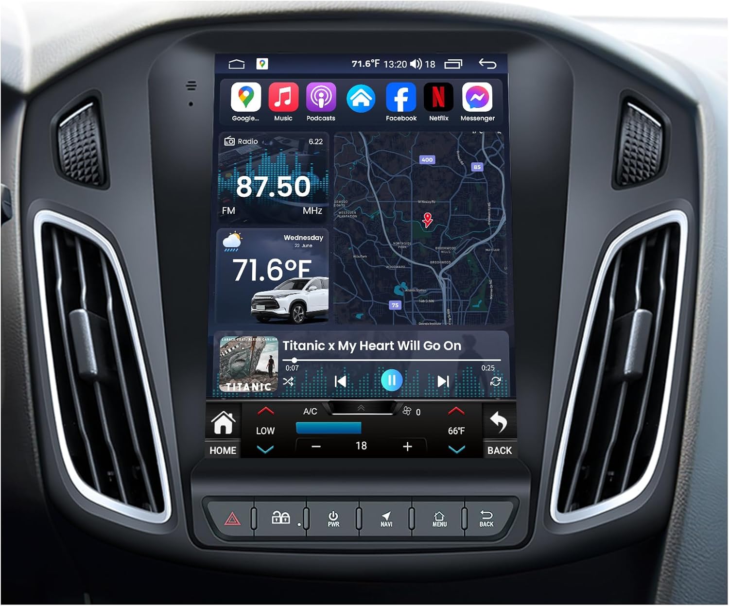 Android 13 Car Radio for Ford Focus 2012-2018: Hi-Res Sound, 8-Core 4+64G, 9.7” Touch Screen, CarPlay/Android Auto, GPS, 5G WiFi, BT5.0, DTS 5.1 Surround, Backup Camera, Split Screen, Mirror Link