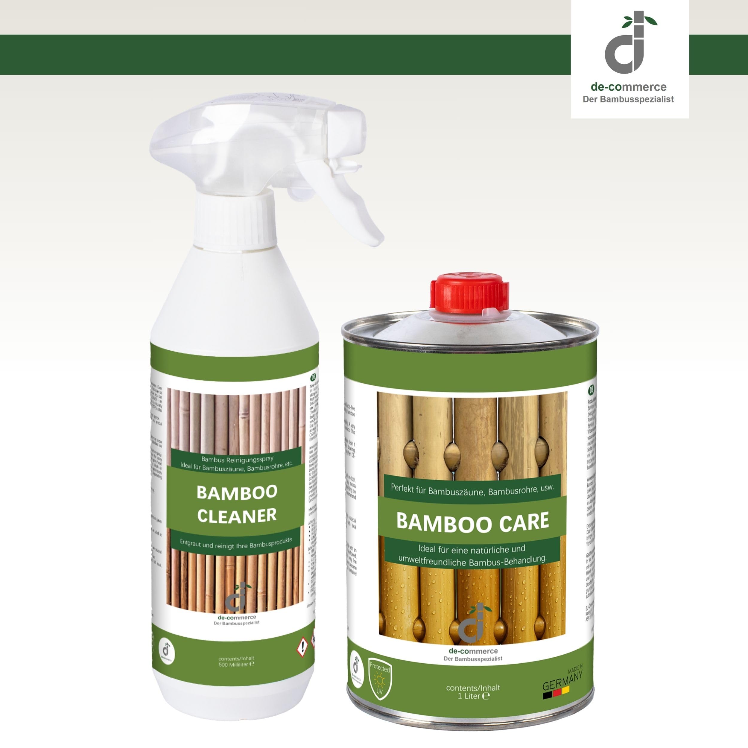 DE-COmmerce Pflege Set CLEANER + CARE Reinigungsspray Pflegel fr Bambus  auen Bambuszaun Sichtschutz Pflege Pflegeset : Amazon.de: Baumarkt