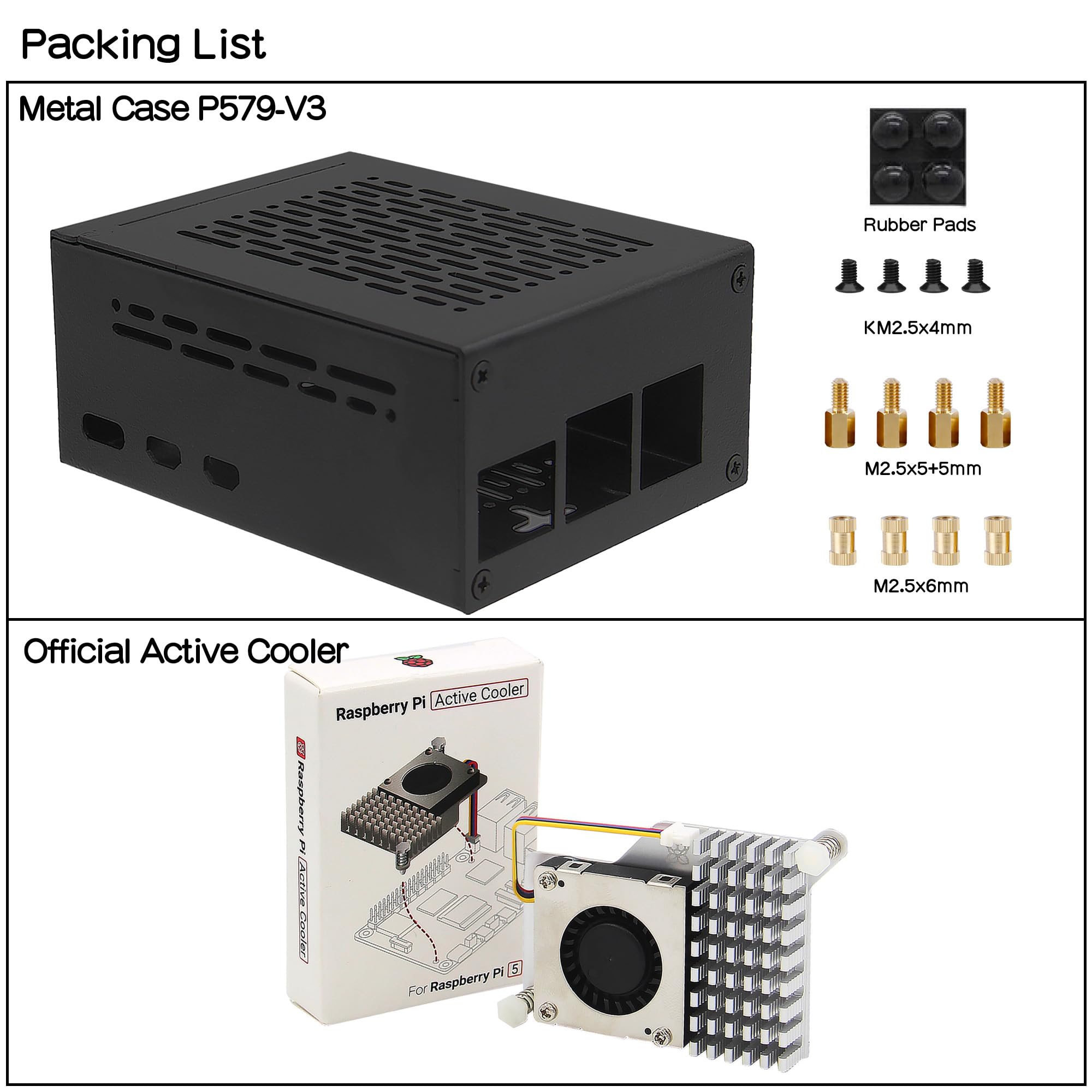 Geekworm X1004 PCIe to Dual M2 NVMe SSD 2280 Shield with Case, Active Cooler & Power Adapter for Raspberry Pi 5