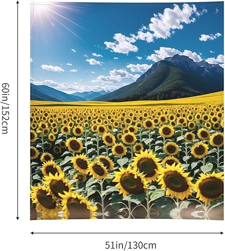 Miniatura 7 de MIXMEY Tapiz fresco y elegante de 60 x 51 pulgadas, girasoles sobre las montañas y los campos, tapiz decorativo de pared para sala de estar,