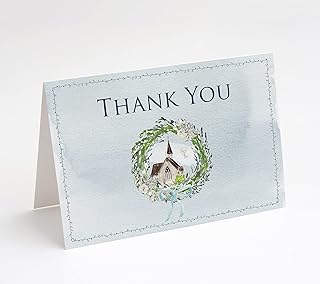 Boys Watercolor Baptism Invitations & Thank You Cards w/ Envelopes, 25 Cards and 25 Envelopes in Each Pack (Thank You Cards w/ Envelopes)
