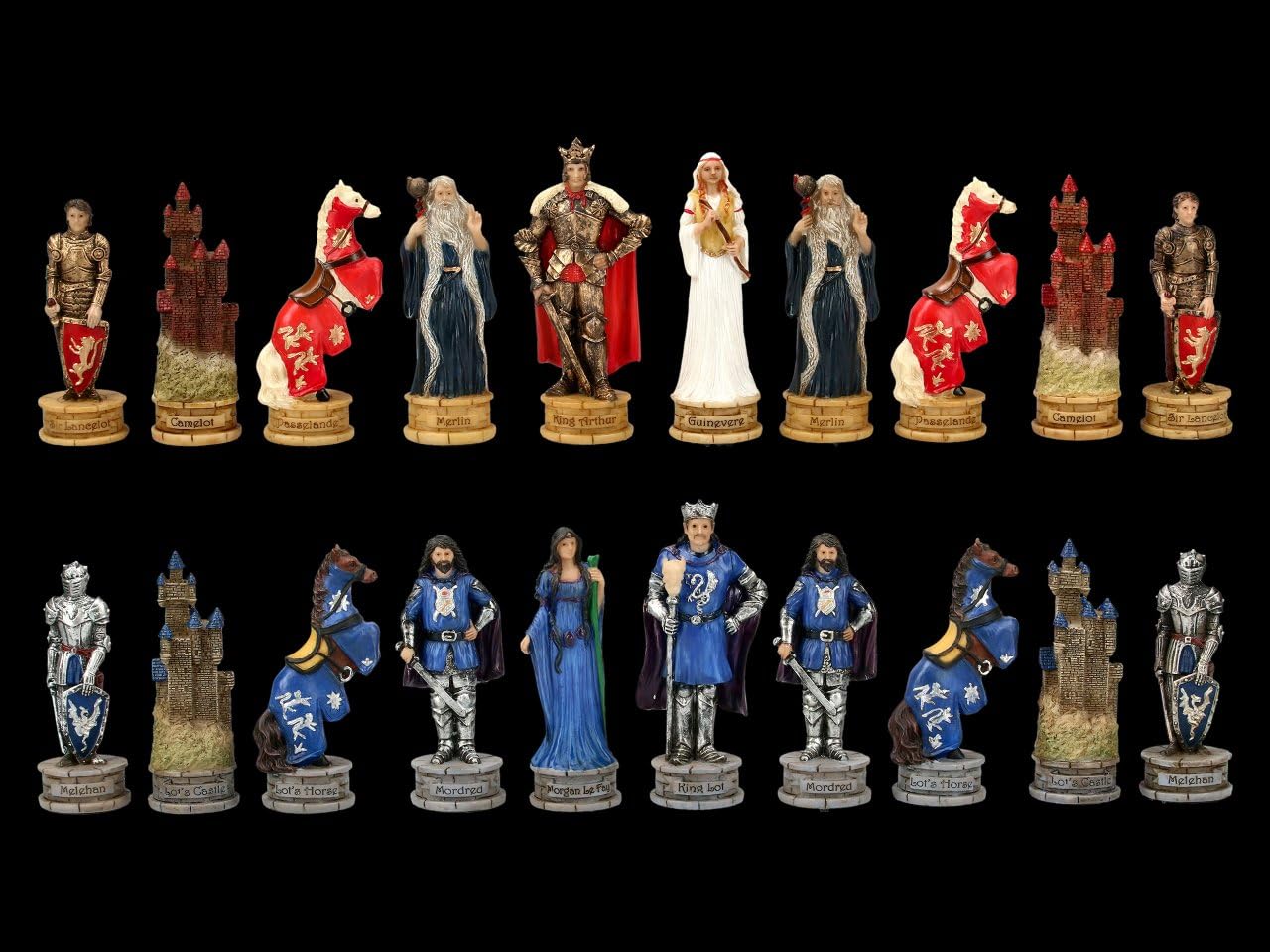 Veronese - Juego de 32 figuras de ajedrez (rey Arturo y Merlín