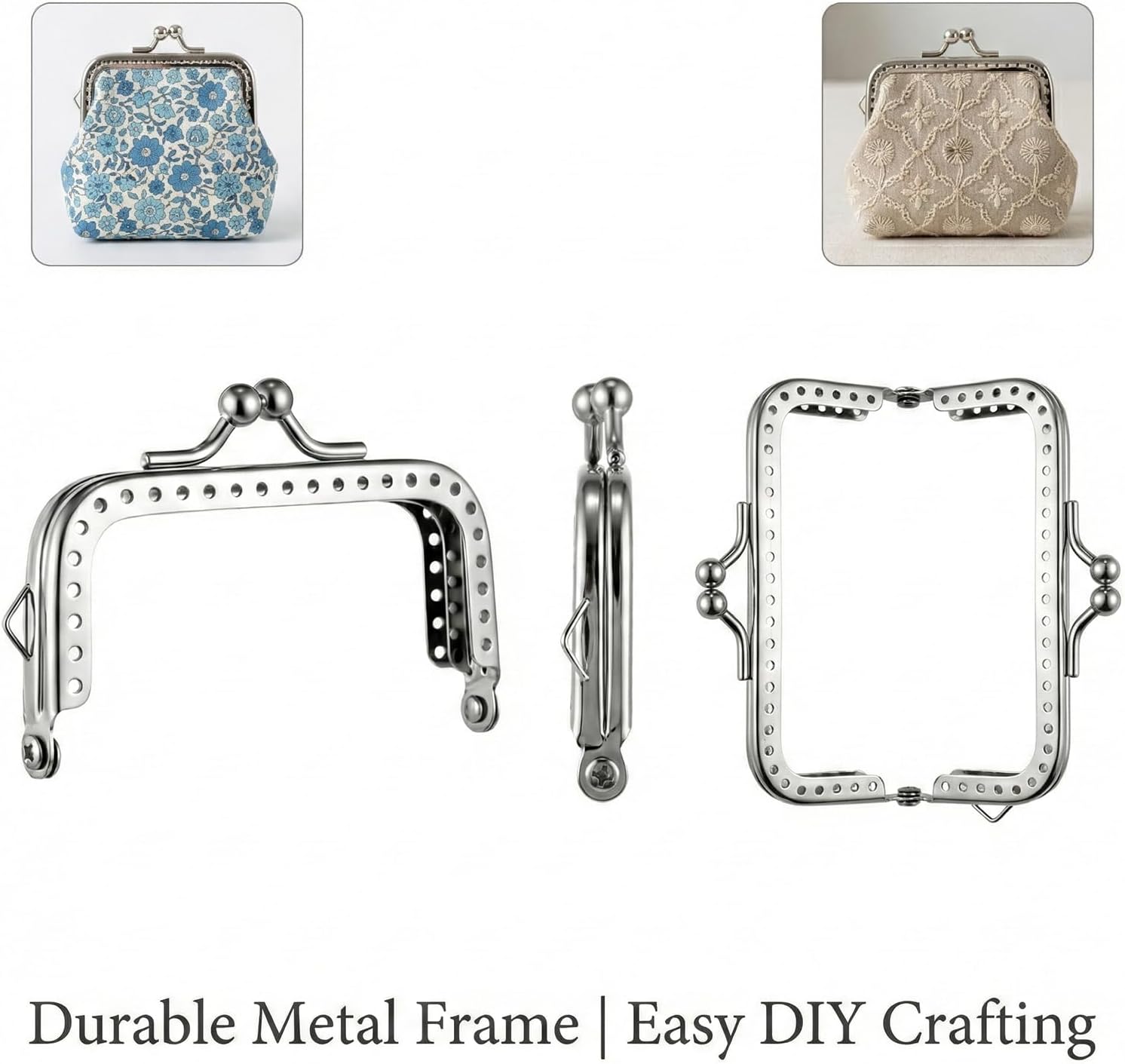 Coin Purse Clasp, 5 PCS 3.3 Inch Metal Kiss Clasp Purse Frame Vintage Purses Closure Frame for DIY Kiss Lock Coin Purses Bag Crafts Making, Silver