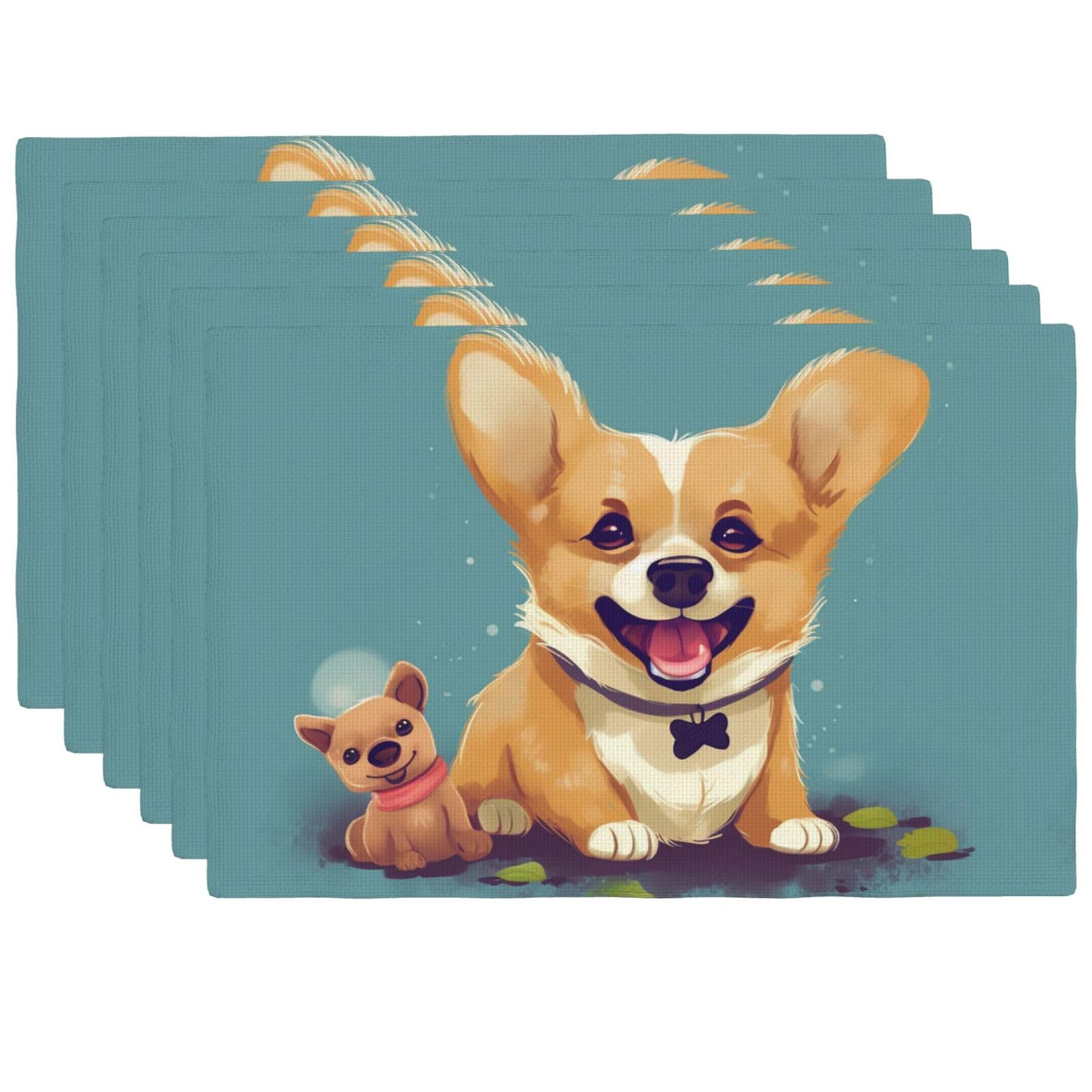 Set de table lavable pour éviter les taches de cuisine avec motif amusant de Corgi