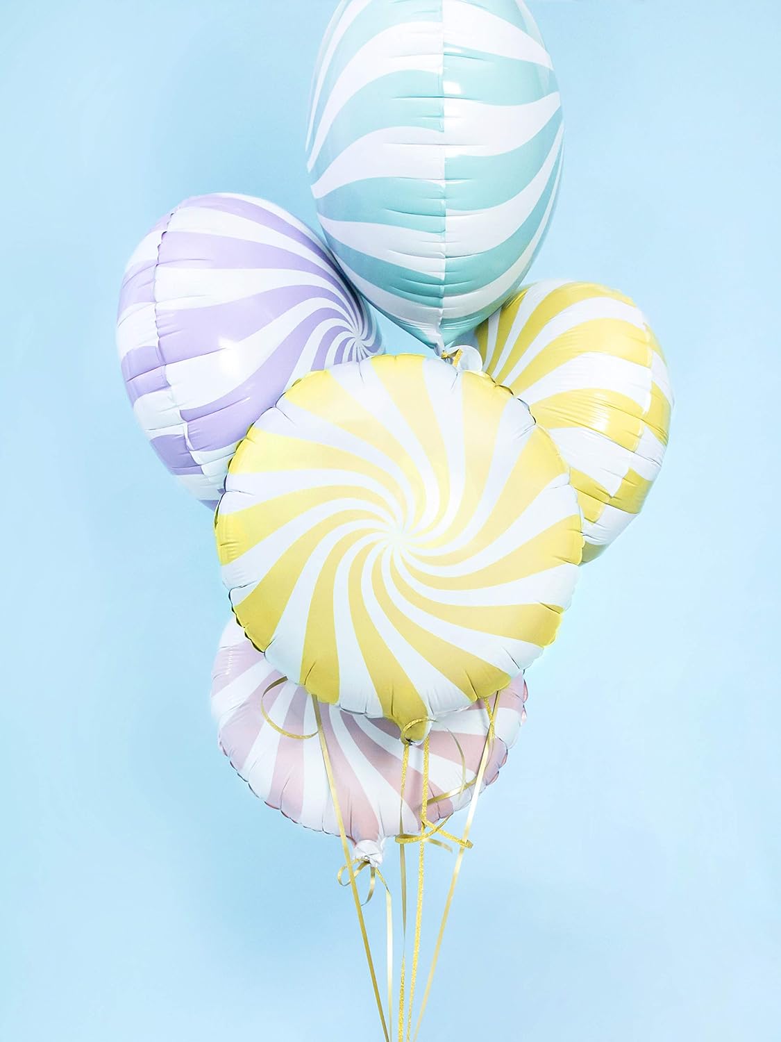 PartyDeco Foil Candy Lolly Balloon in Light Yellow White - Image 4