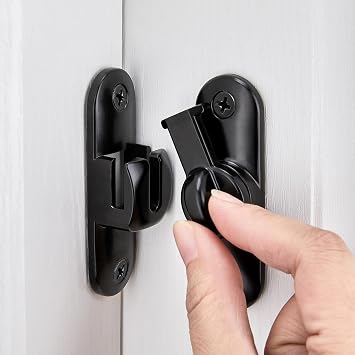 Black 90/180 Degree Barn Door Latches,Flip Gate Lock | Zinc Alloy Flip Gate Latches,Right Angle Door Lock,for bedroom,garage,sliding door,window,cabinet,drawer,pet enclosures