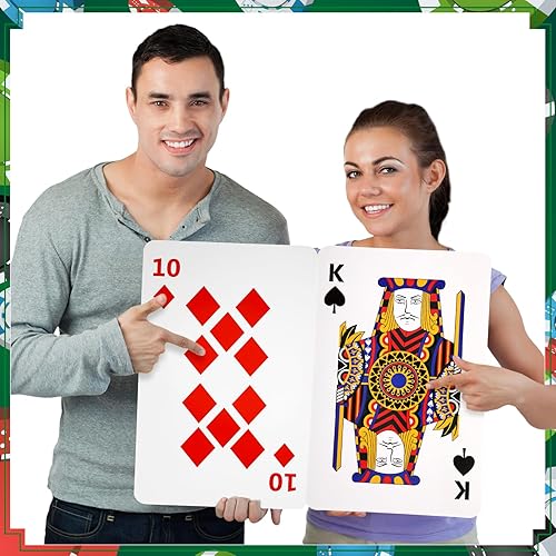 Miniatura 3 de Cholemy Cartas de juego jumbo de 11 x 17 pulgadas, baraja gigante de cartas con impresión grande, cartas de cubierta completa de gran tamaño para