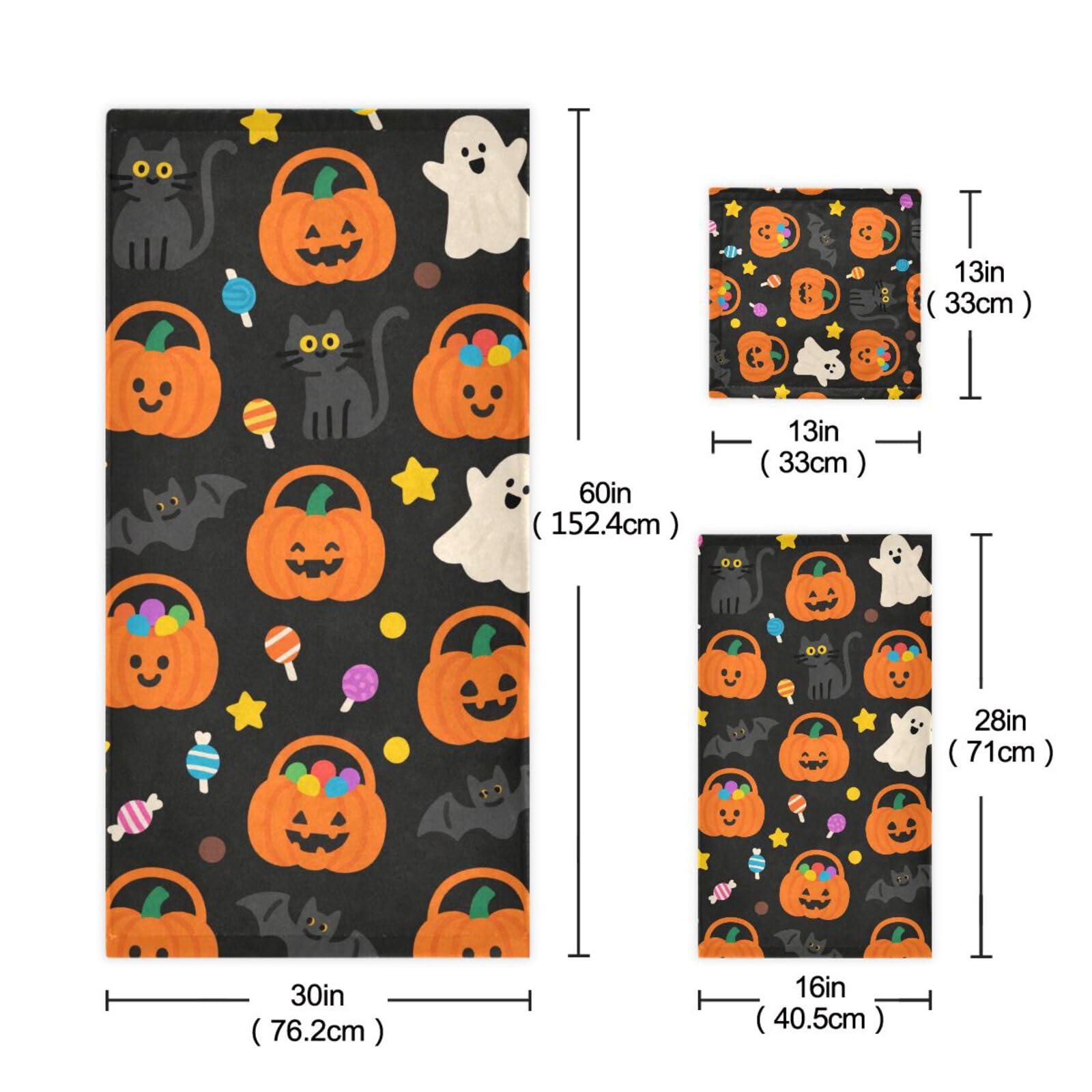 Pomarańczowa dynia Halloween szybkoschnące ręczniki do twarzy zestaw 3 sztuk, 1 ręcznik kąpielowy 1 ręcznik do rąk 1 ściereczka do jogi łazienka kuchnia