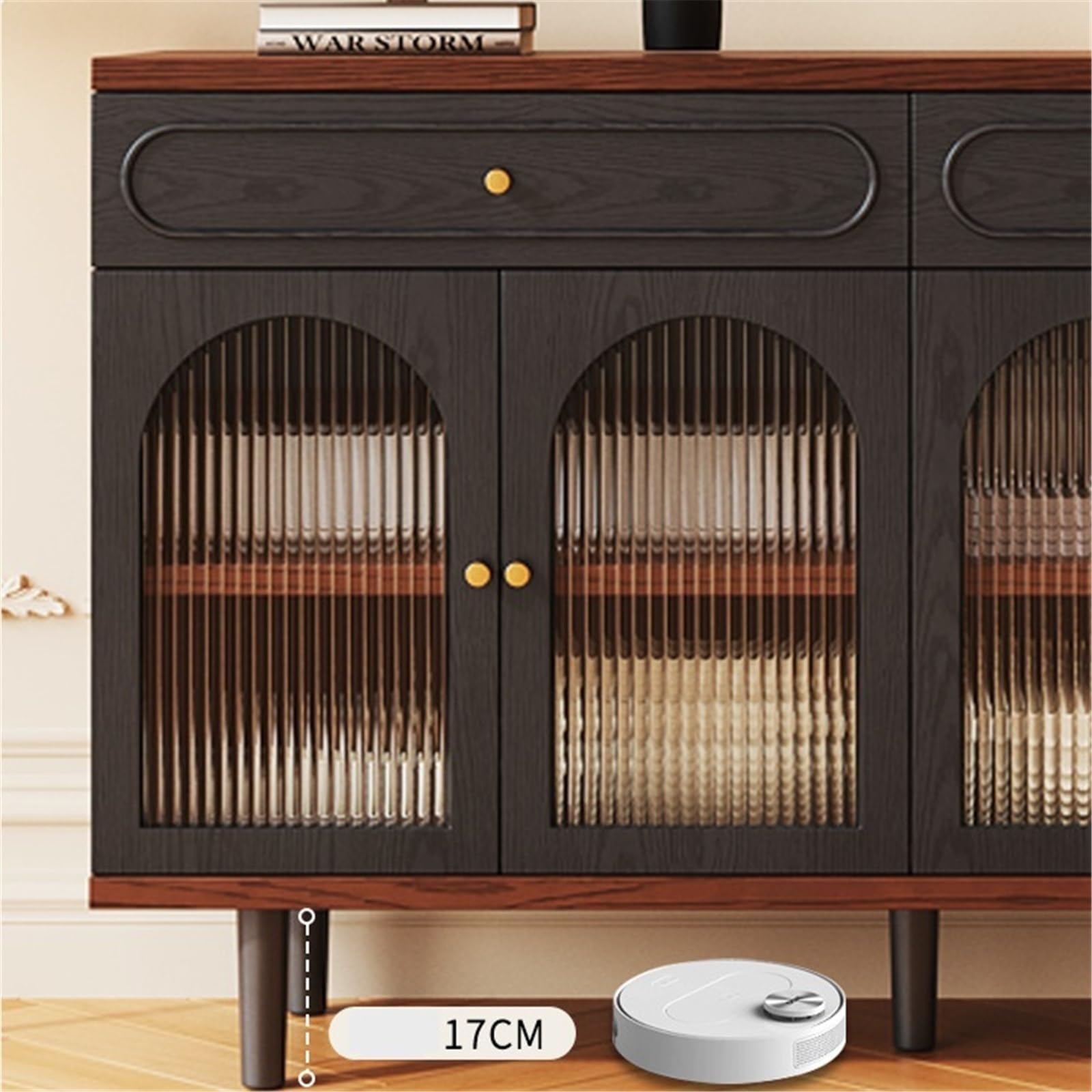 Mueble aparador Aparador pequeño Retro de Cristal for el hogar, salón, almacenaje Multifuncional, Ideal for té o como Espacio Almacenamiento en la Pared. 80 cm Mesa de Centro Consola