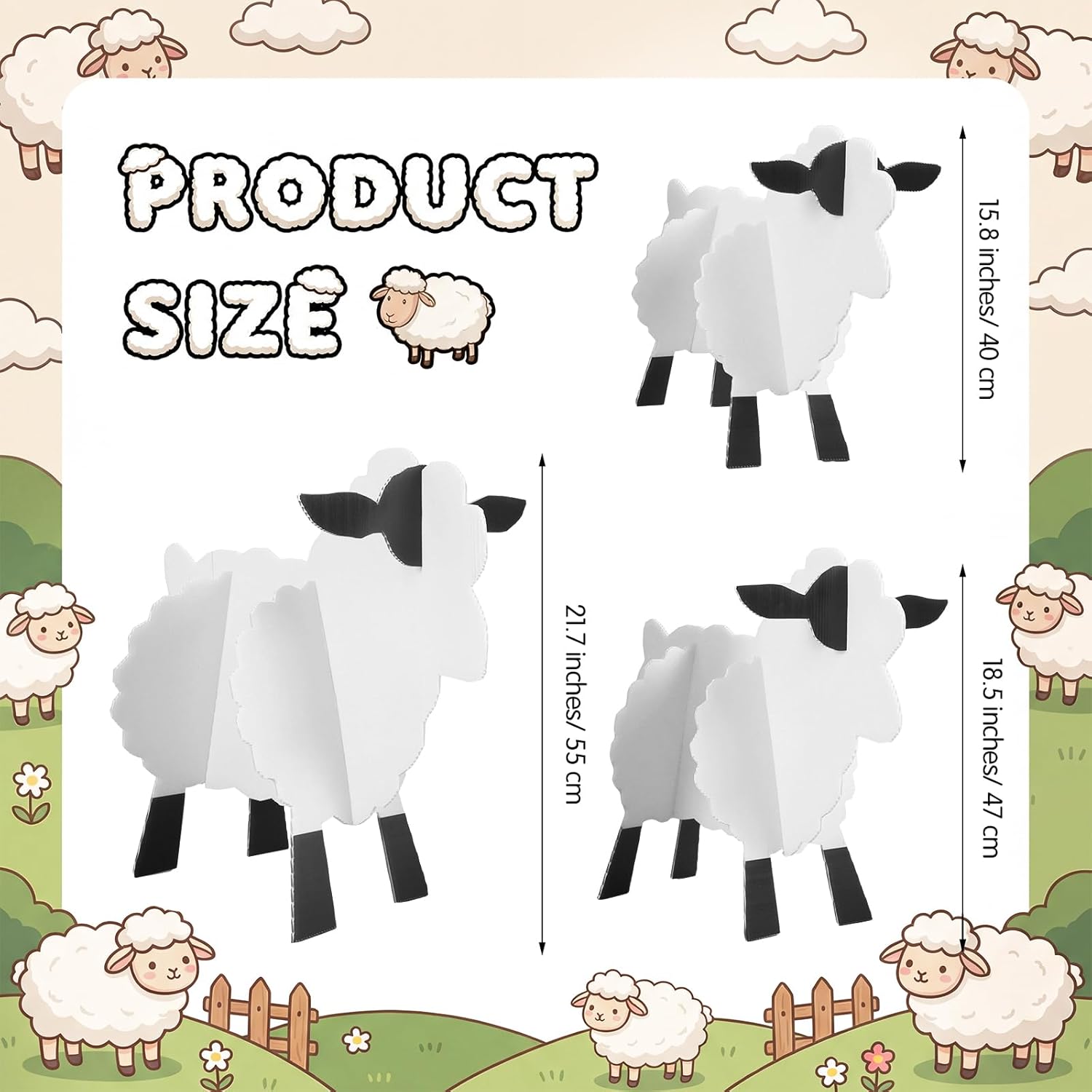 3 Pcs VBS Signs Decoration 14.1-20 Inch Sheep Cardboard Cutouts VBS 2026 Party Lawn Decoration for the Lord is My Shepherd for Events Activities Church Party