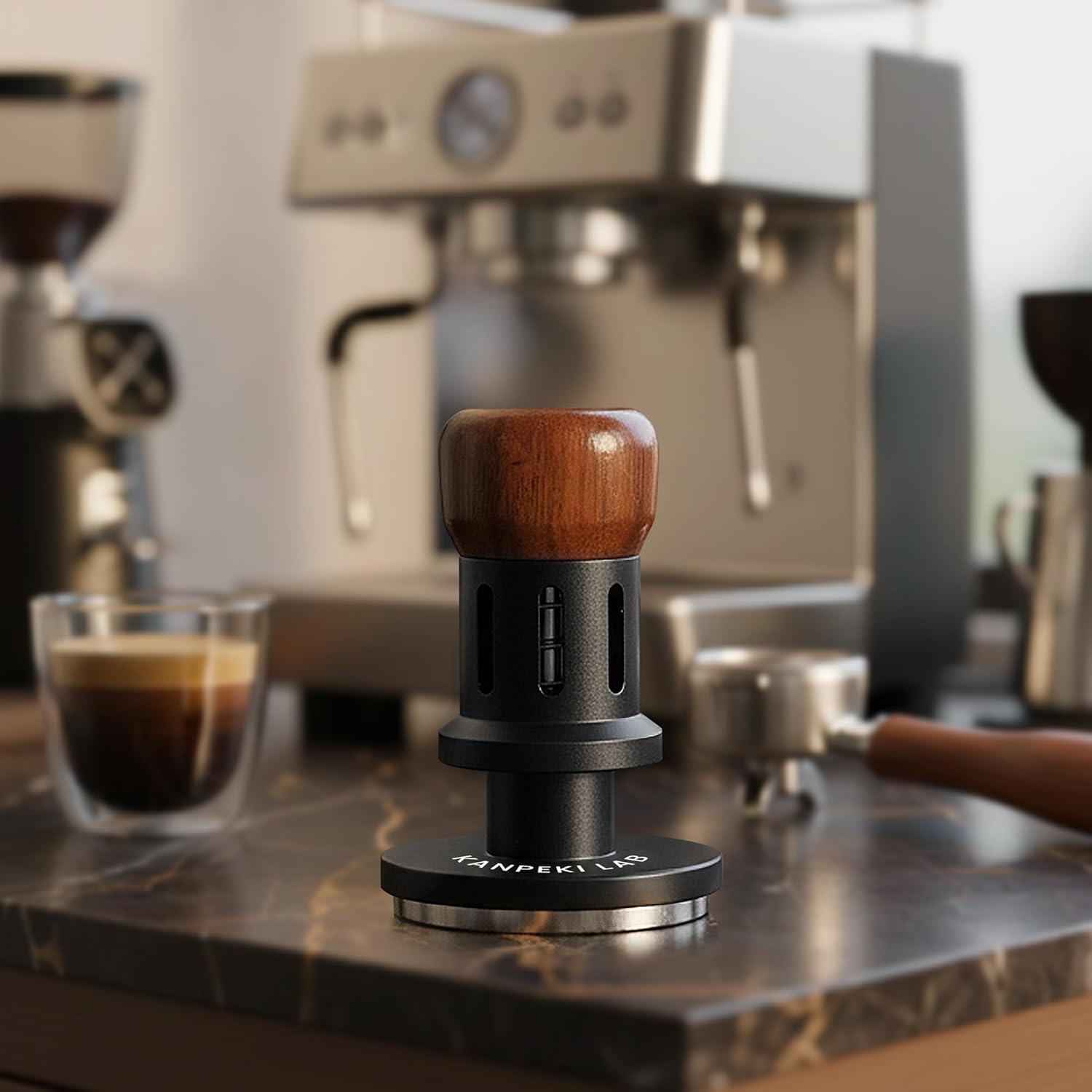 58mm Espresso Tamper Self-Leveling & Calibrated Coffee Tamper with Click Sound Feedback, Triple Spring Loaded Design - Fits 58mm Portafilter Basket