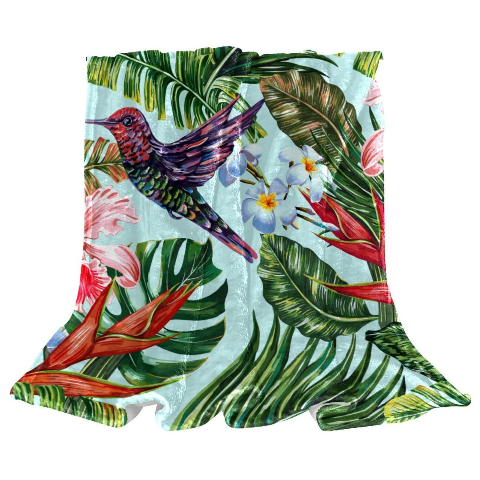Couverture polaire oiseaux tropicaux plaid chaud contre le froid pour divan et lit