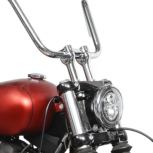 Miniatura 5 de TCT-MOTORPARTS Manillar de elevación cromado de 4" Compatible con manillar de 1" para Harley Dyna Low Rider Softail Deluxe