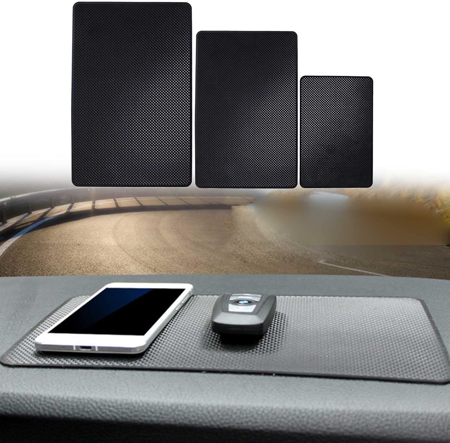 Car Dashboard Non Slip Mat, Anti Slip Pad, Anti Slide Sticky Dashboard Pad, Multifunctional Fixate Gripping Gel for Radars Detector, Cell Phone, Keys, Glass, Coin
