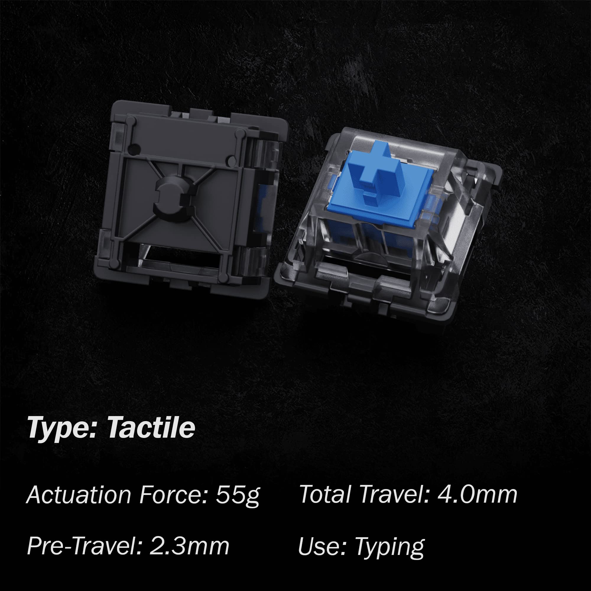 Gateron RGB Optique Mécanique MX Type Commutateur à clé - Haut transparent 90 Pcs bleu