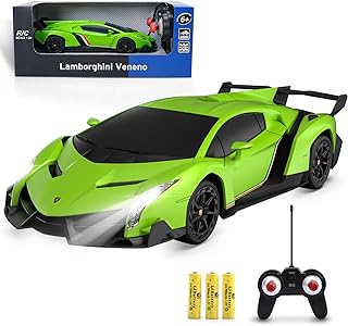 Officially Licensed Lamborghini VENENO 1:24 Scale Remote Control Car, 2.4GHz RC Cars Sport Racing Car Lambo Toy Model Vehicle, 2WD Car 7.8KM/H Toddler Kids Toys for 3 4 5 6 7 8 Year Old Boys (Green)