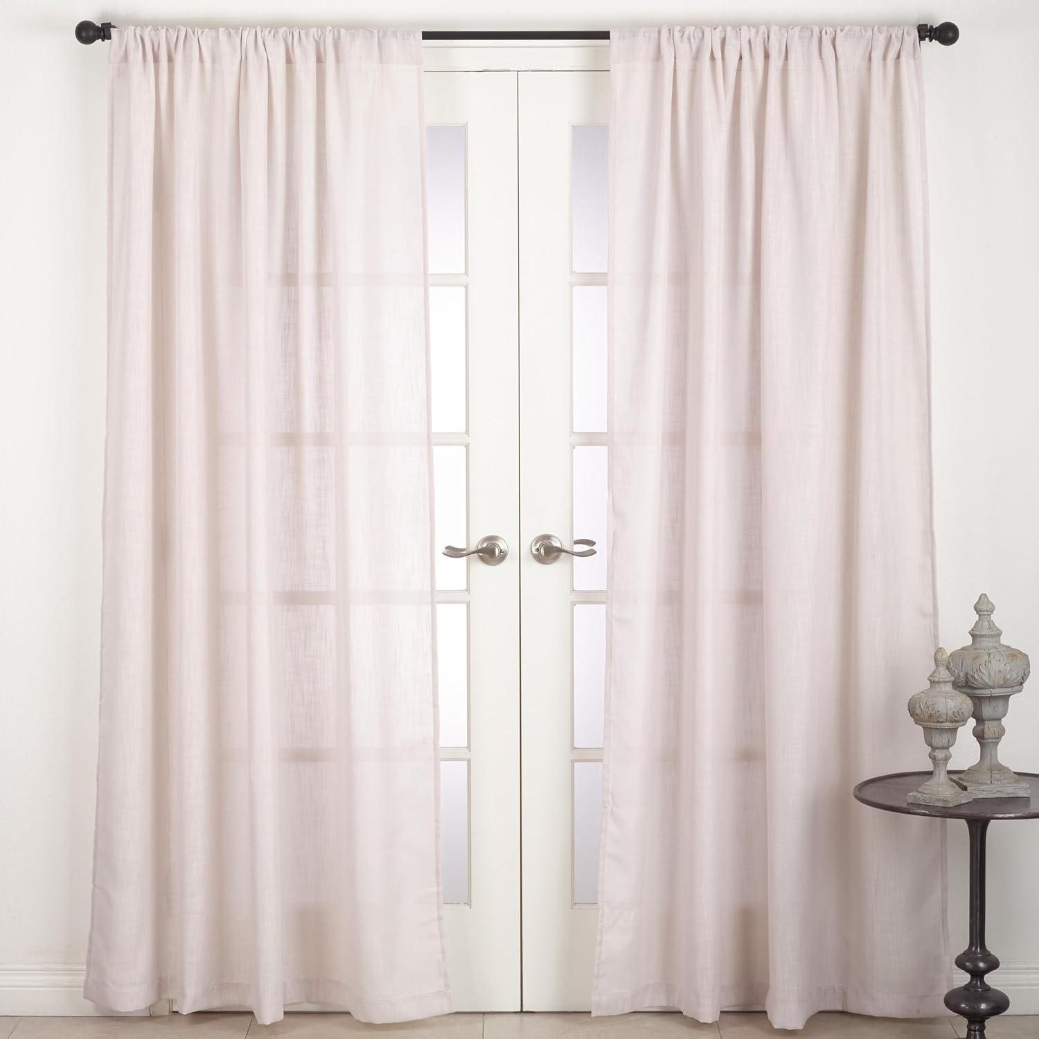 SARO LIFESTYLE NALI Collection Rod Pocket Semi Sheer Window Curtain Panel, 54" x 96", White