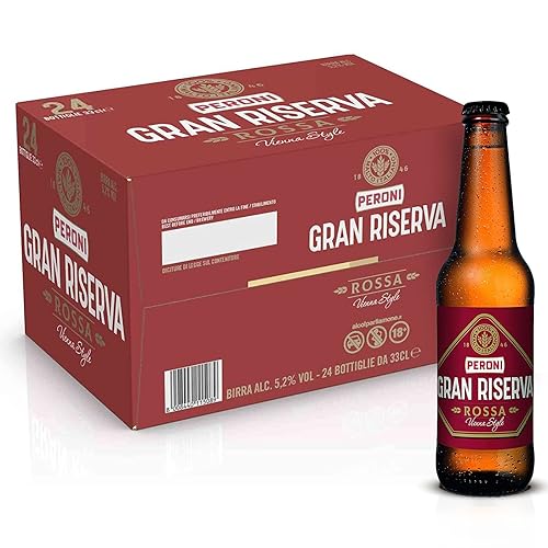 Immagine del prodotto Peroni Birra Gran Riserva Rossa, Cassa con 24 Bottiglie da 33 cl, 7.92 L, Tipo Vienna Style dal Gusto Corposo con Aroma di Malto e Caramello, Gradazione Alcolica 5.2% Vol
