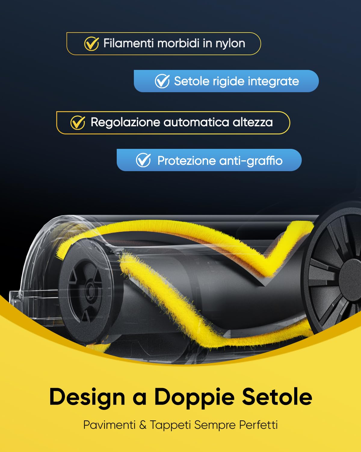 Vexilar V12 Aspirapolvere Senza Fili Potente,58000Pa/ 50Min Aspirapolvere Lavapavimenti Scopa Elettrica Senza Fili Antigroviglio,Ultraleggero,Aspirapolvere Senza Sacco per Pavimenti/Tappeti/Peli