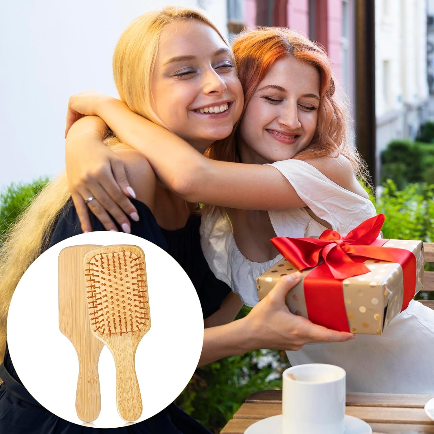 Molain 24 Pcs Bamboo Hair Brush, Bulk Wooden Paddle Brush for Women Round-tipped Bamboo Bristles, Detangling Brushes Lightweight Scalp Massage Anti Static for Women Men (9.84'' × 3.4'')