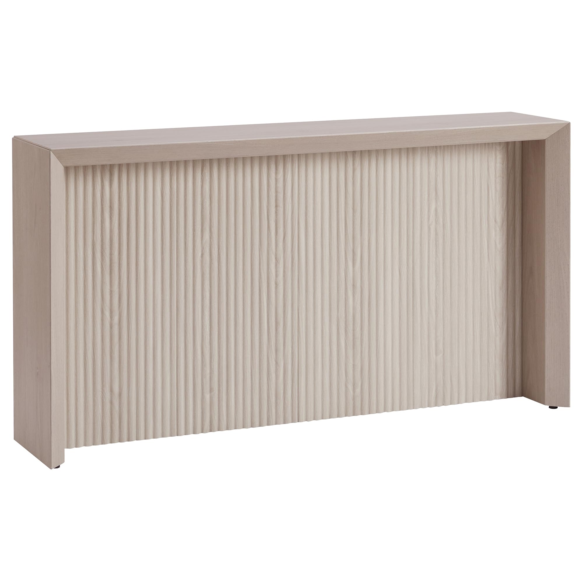 henn&hart 56" fluted wooden rectangular console table ribbed entryway table, sofa table for entryway, living room, couch, hallway, or office, beech white
