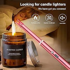 Navpeak Electric Candle Lighter Windproof USB Rechargeable Flameless Long Neck Lighter for Candles Gas Stove Fireplace BBQ Kitchen Grills (Rose Pink)
