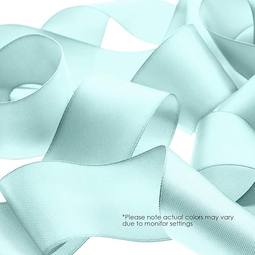 Miniatura 4 de Cinta de satén azul bebé de 1-12 pulgadas x 50 yardas, doble cara para envolver regalos y manualidades