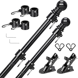 Flag Pole for Outside House with Holder, 6 FT, Tangle Free; Black