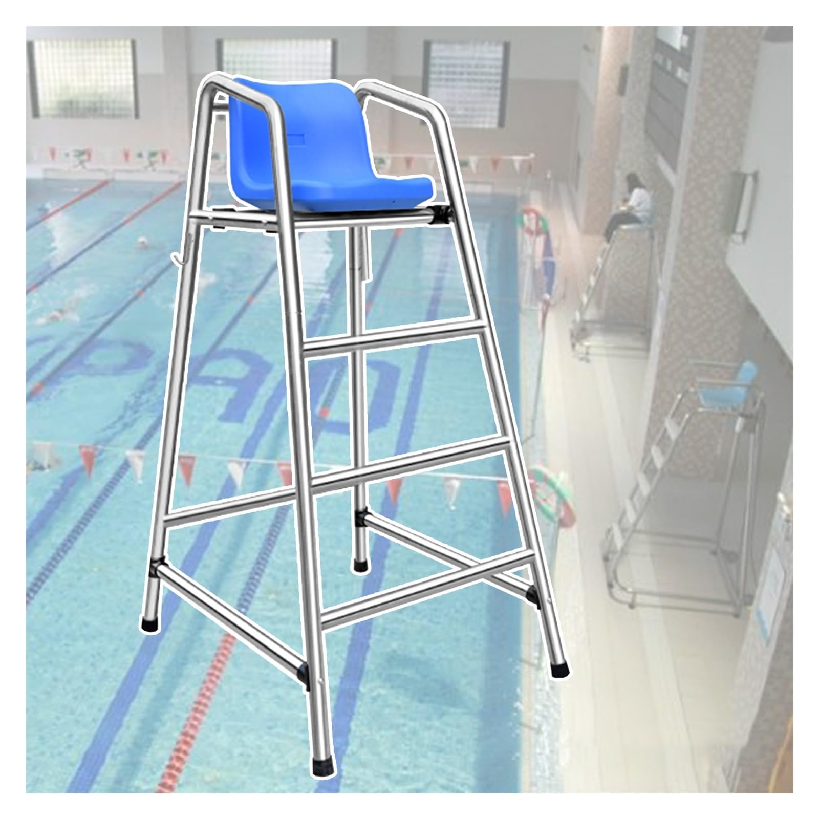 Chaise de surveillance piscine réglable en inox 304 argenté