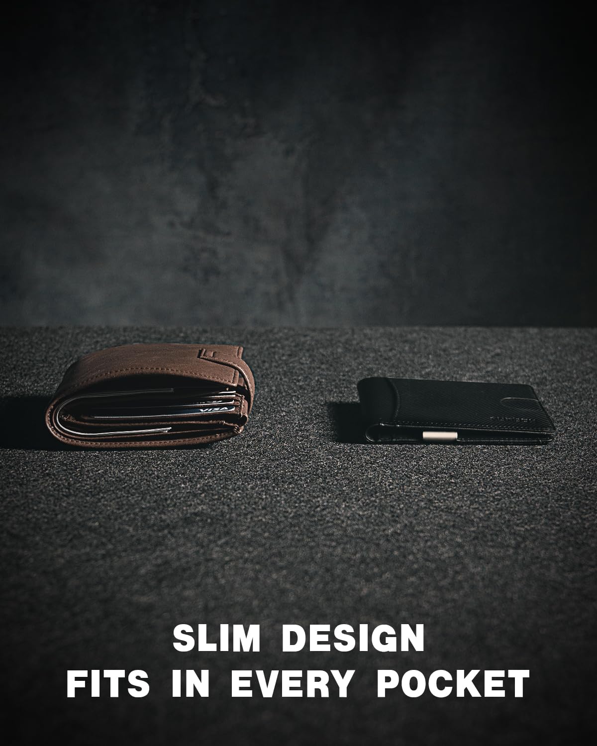 RUNBOX Slim Wallets for Men - Leather Money Clip Mens Wallet - RFID Blocking Front Pocket Bifold Wallet - Thin Credit Card Holder with Gift Box