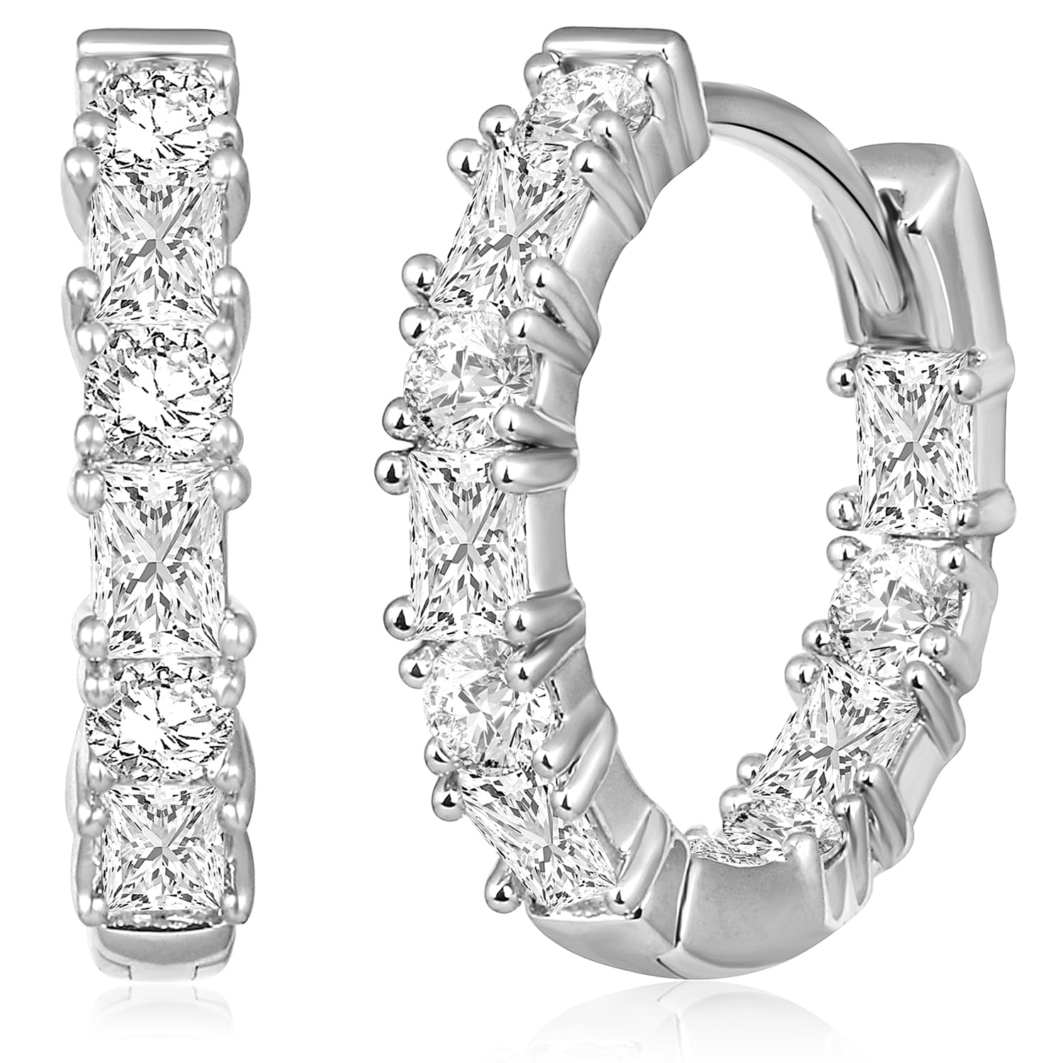 Peora Silver Plated Cubic Zirconia Studded Hoop Earrings Contemporary Fashion Jewellery for Women & Girls (B0D7QDVDLT) Amazon Price History, Amazon Price Tracker