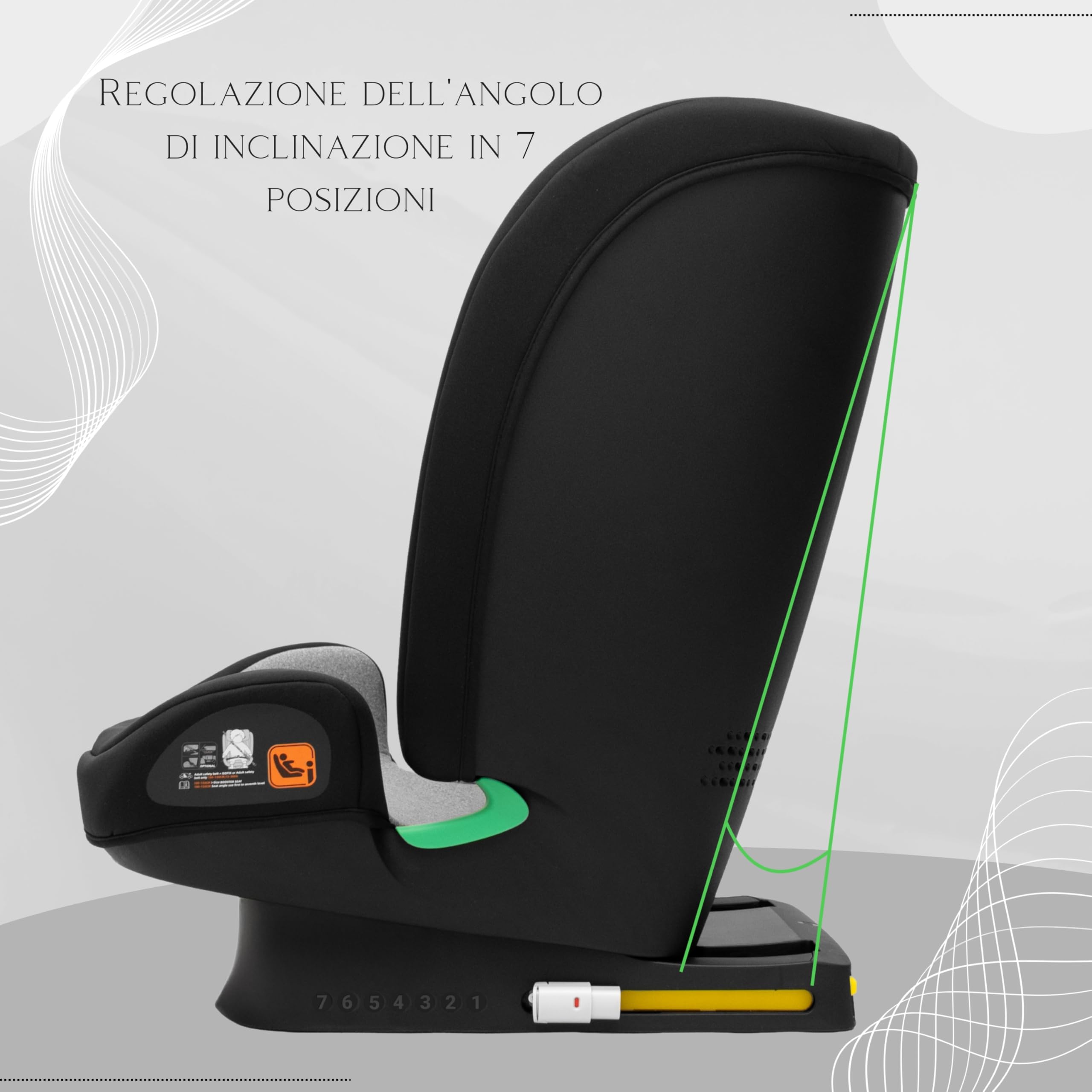 KidsZone Seggiolino Auto 15-36 kg Isofix 100-150cm i-Size ECE R129 - Seggiolino Auto Gruppo 2-3 (4-12 anni) - Reclinabile in 7 Posizioni, Poggiatesta Regolabile 9 Posizioni, Rivestimento Removibile - 4