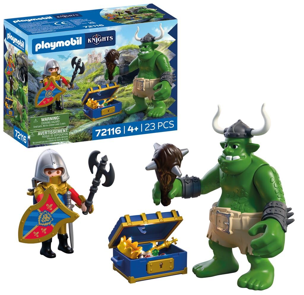 PLAYMOBIL | Knights | Troll mit Löwenritterschatz | Troll-Figur mit beweglicher Keule und Schatztruhe | Ritter Spielzeug für Kinder ab 4 Jahren | 72116