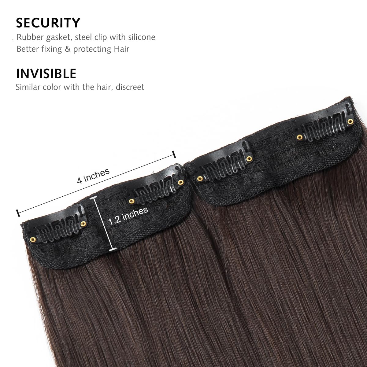 Yamel Clip in Hair Extensions 2 piece Set including 4 clips Short 8 inch Straight Synthetic Hairpieces for Women Hair Volumizing Natural Dark Brown - Image 3