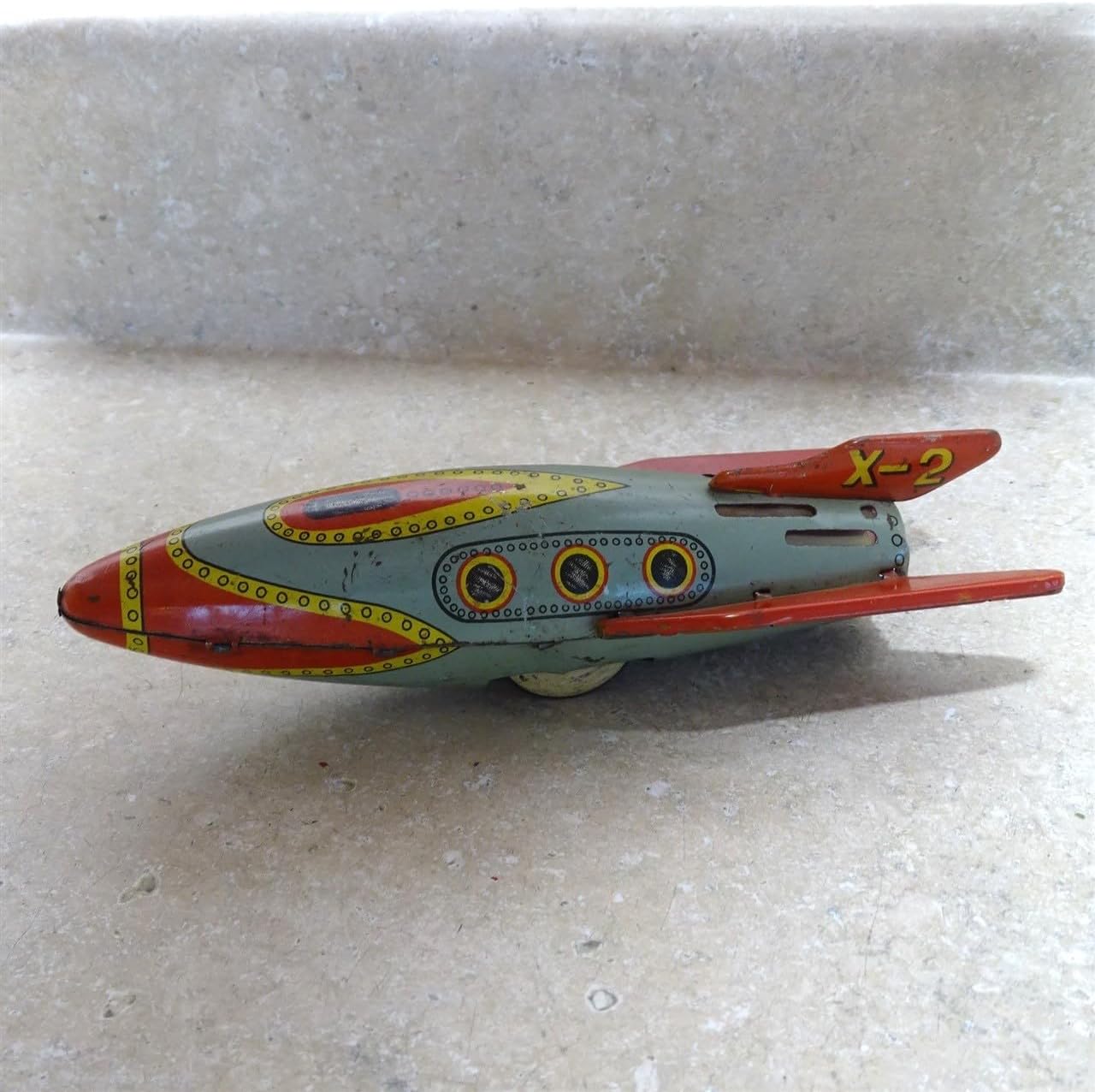 Replacement for fits Vintage Tin Litho Masudaya X-2 Space Rocket, Friction Toy, 7.5"