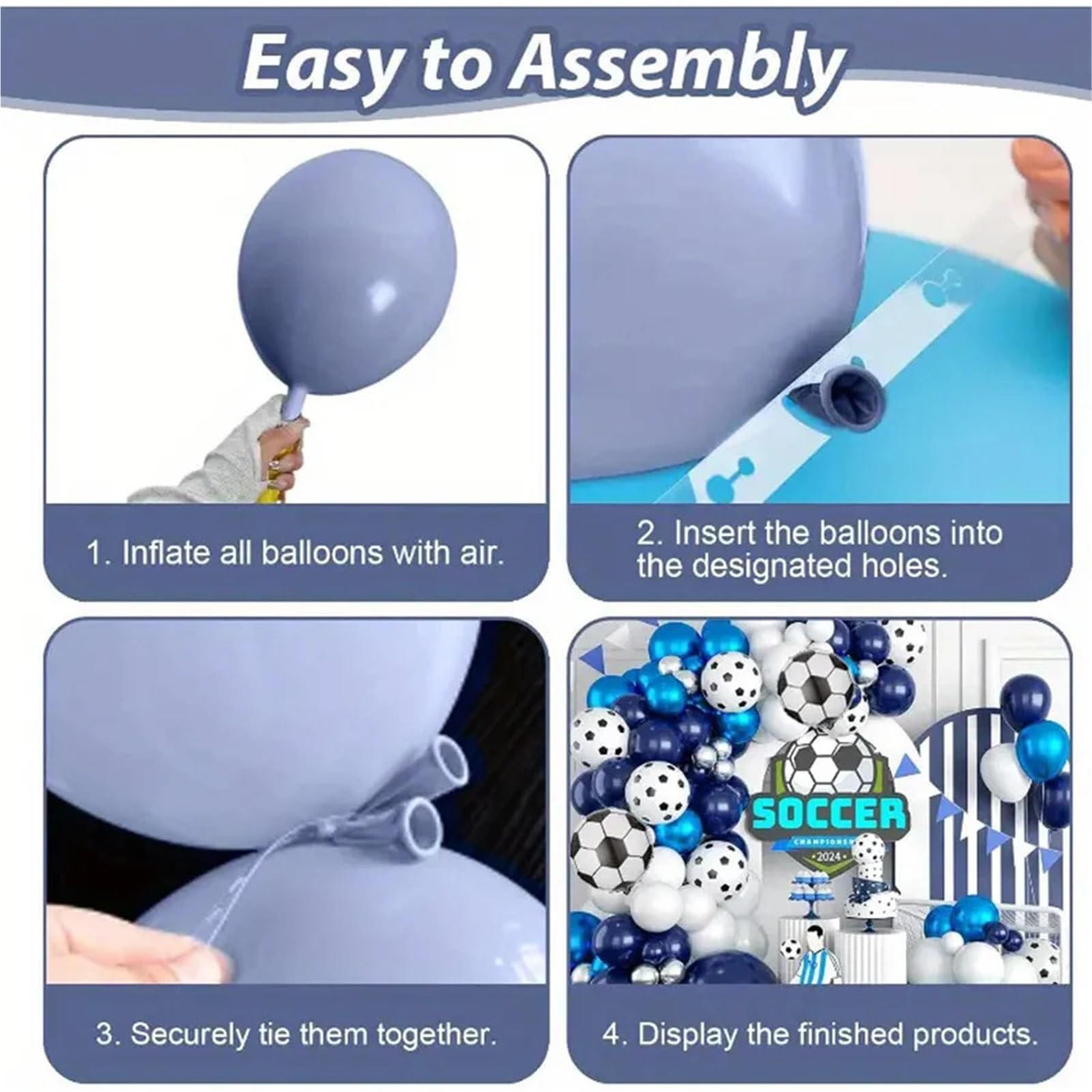 129 Uds. Kit de arco guirnalda globos látex azul nocturno con tema fútbol for decoración fiesta aniversario boda y cumpleaños Para Fiestas
