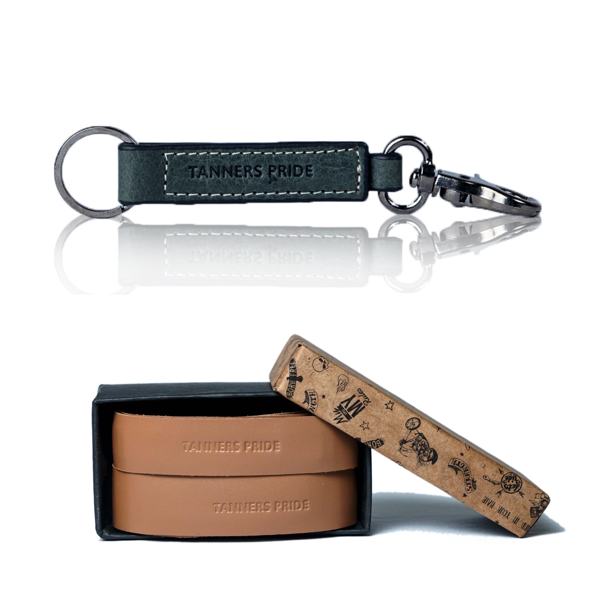 Leather Handle Grips for Motorcycle | Universal Grips Accelerator Custom Cover wrap Set for Bike Handlebar with Free Keychain-Brown