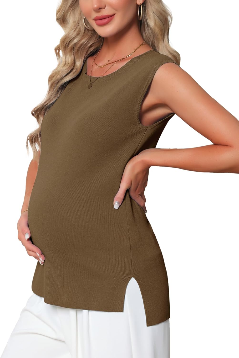 Womens Maternity Tank Top Sleeveless Knit Pullover Tops Basic Knit Summer Sweater Casual Shirts 2026