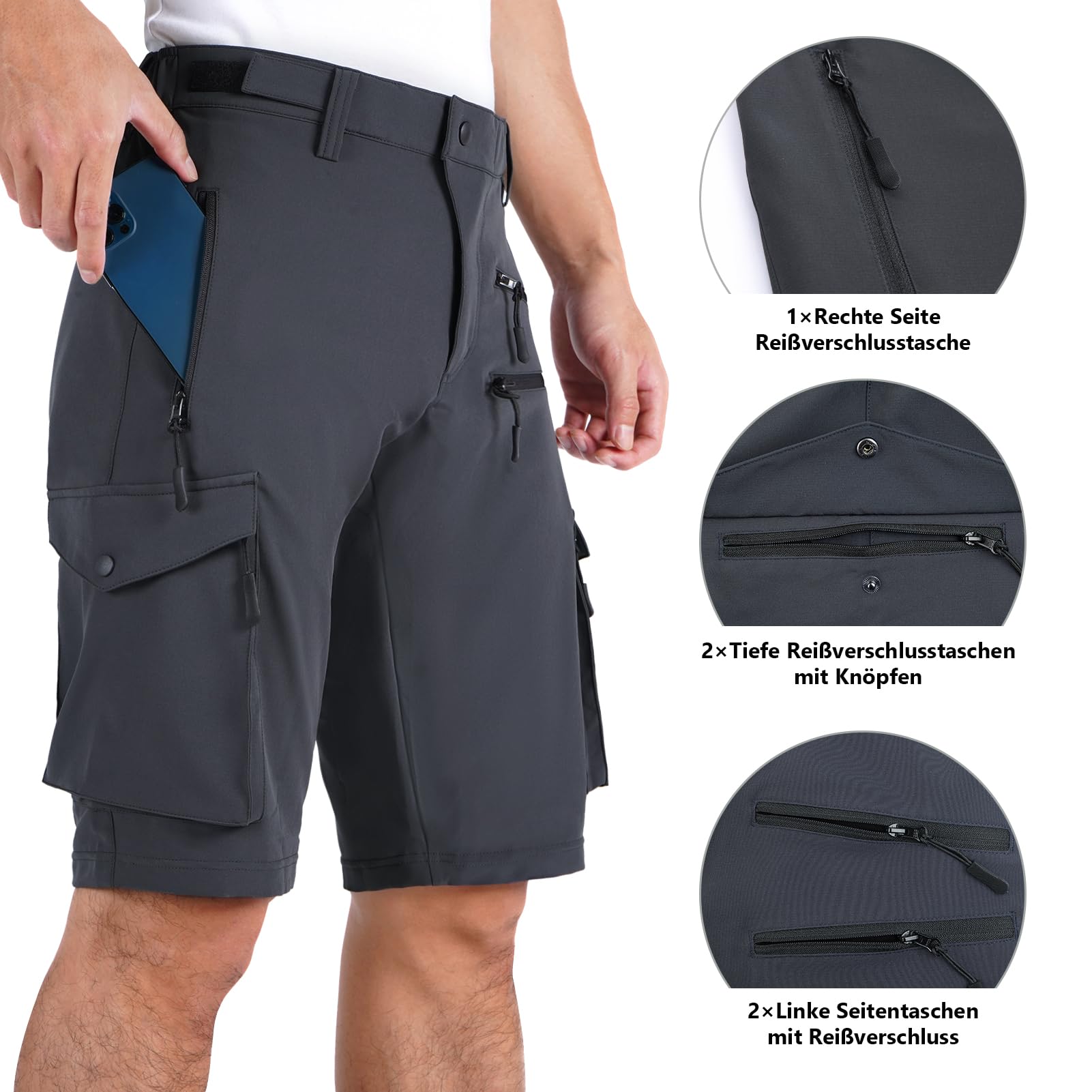 Hiauspor Pantaloni MTB da Uomo Corti da Mountain Bike Pantaloni da Ciclismo Imbottiti Corti