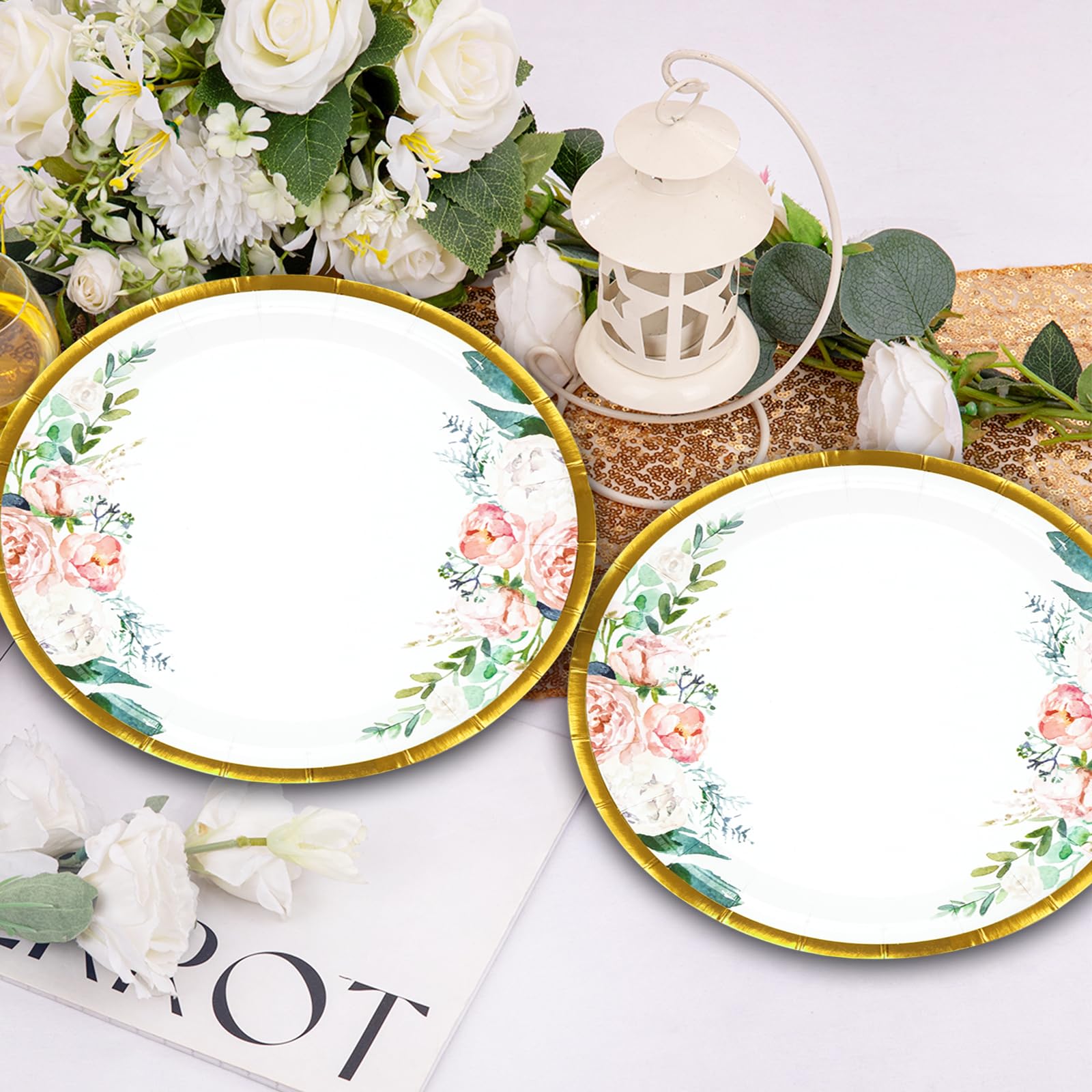 HEIPINIUYE 50 piatti di carta bianchi smerlati bianchi da 17,8 cm, piatti piani usa e getta per matrimoni, baby shower, feste di compleanno, piatti da dessert
