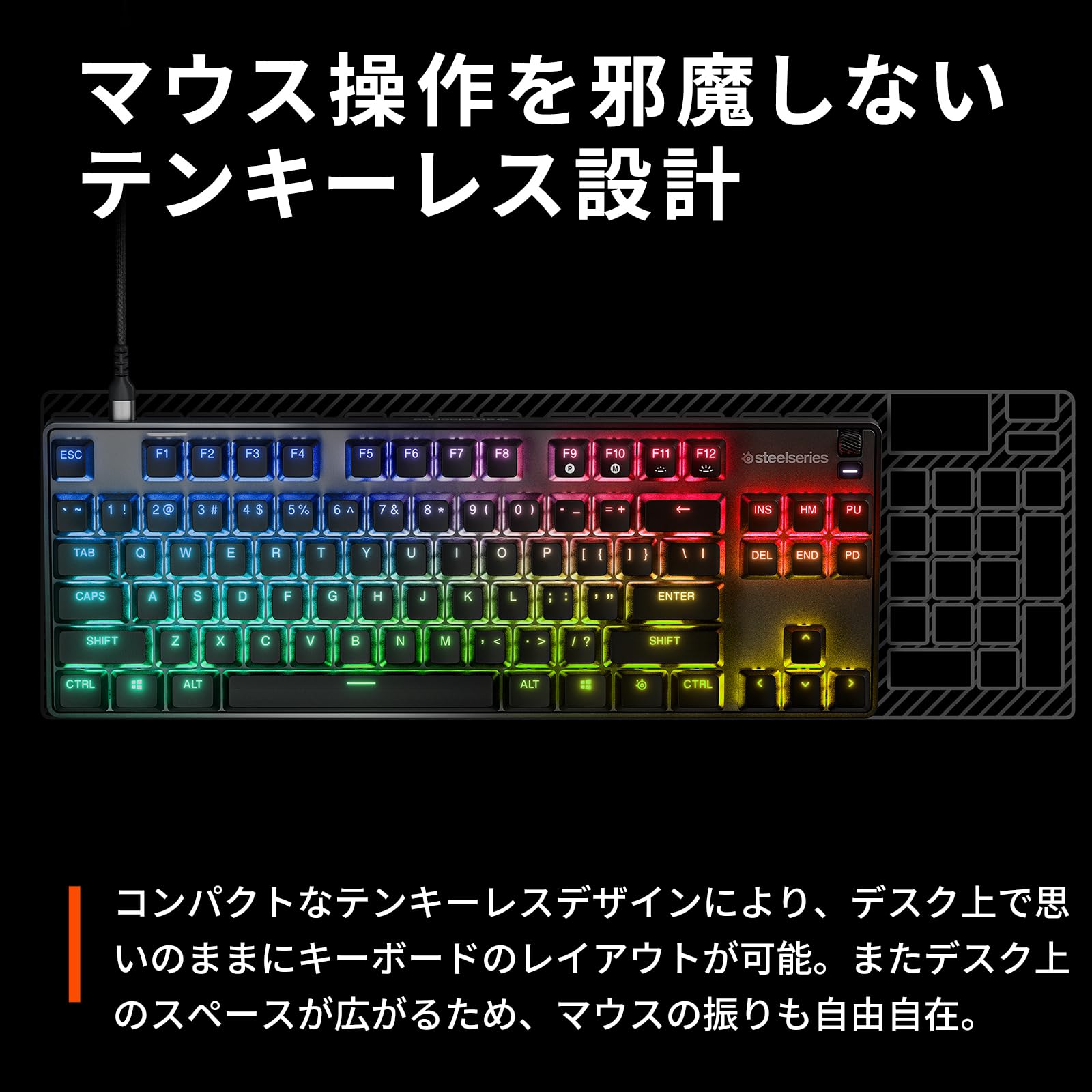 Amazon.co.jp: SteelSeries ゲーミングキーボード テンキーレス Apex 9 