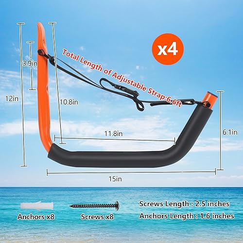 Miniatura 2 de Estante de almacenamiento de kayak, soporte de pared para kayak, soporte de pared para colgar canoa, tabla de surf, tabla de remo, escaleras,