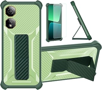 Aroepurt Case for Nubia Neo 2 5G Phone Case Stand Cover [with Tempered Glass Screen Protector] Hybrid Case [Folding Support Magnetic] [Frosted Anti-Fingerprint] Green
