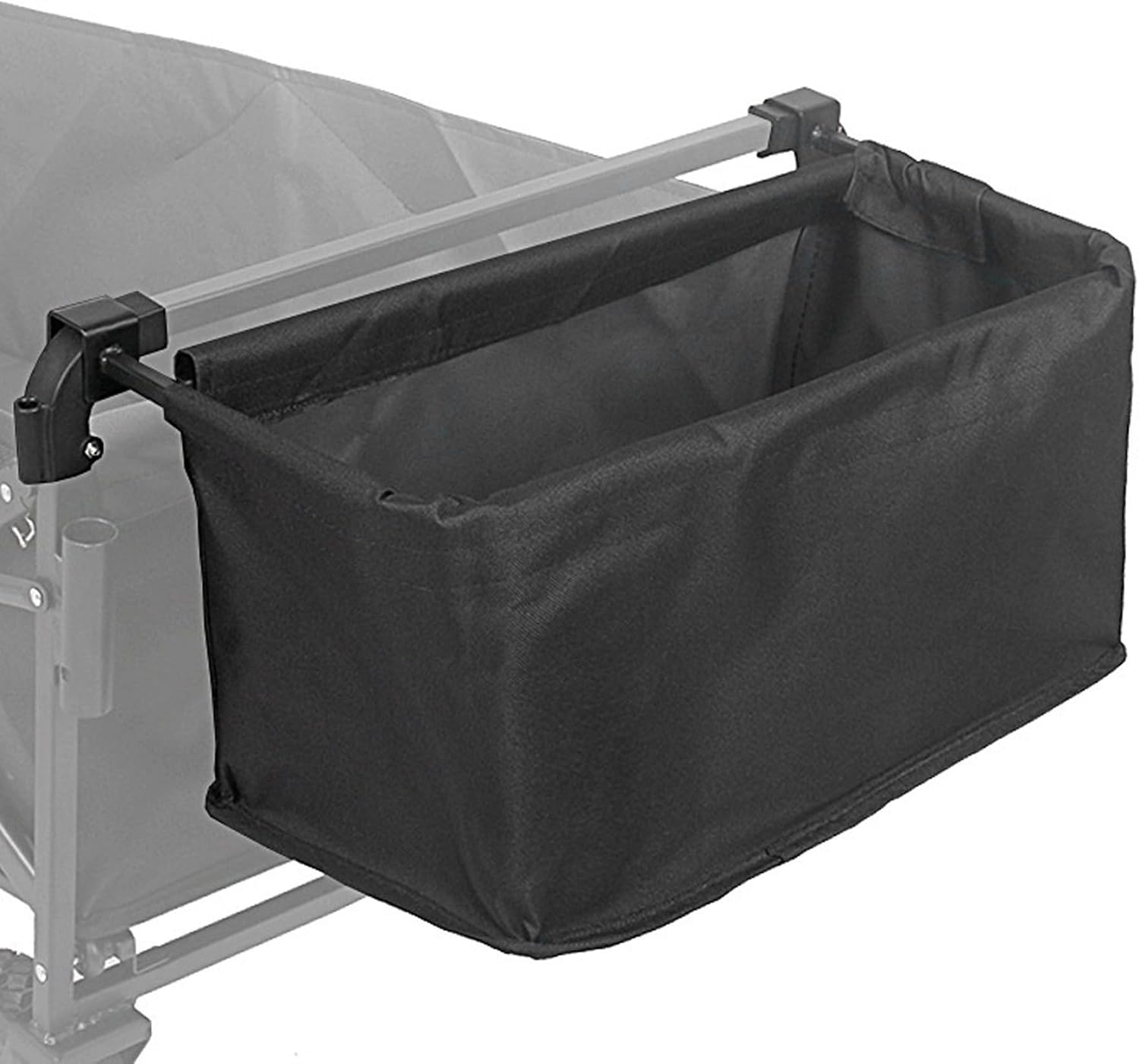 Wagon Tail Storage Bag 17.7x7.9x7.9 in Tear-Resistant Cart Tail Pocket with Hooks Portable Black Outdoor Cloth Storage Bag for Stroller Wagon Attachment Baby Accessories