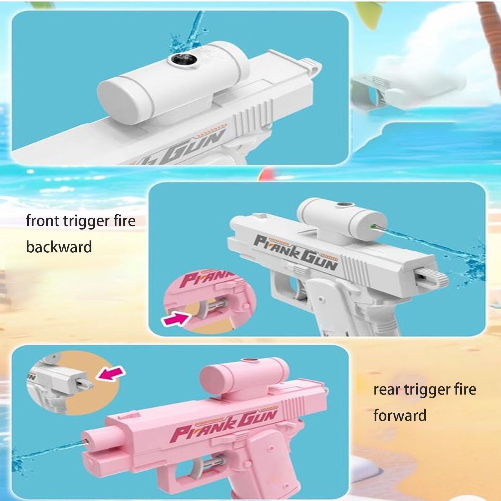 Pistolet à Eau Farceur Double Jet - Projette De L'eau Vers L'avant Et L'arrière - Portée 8 M - Jouet Drôle Pour Enfants Et Adultes - Idéal Fête, Parc, Piscine