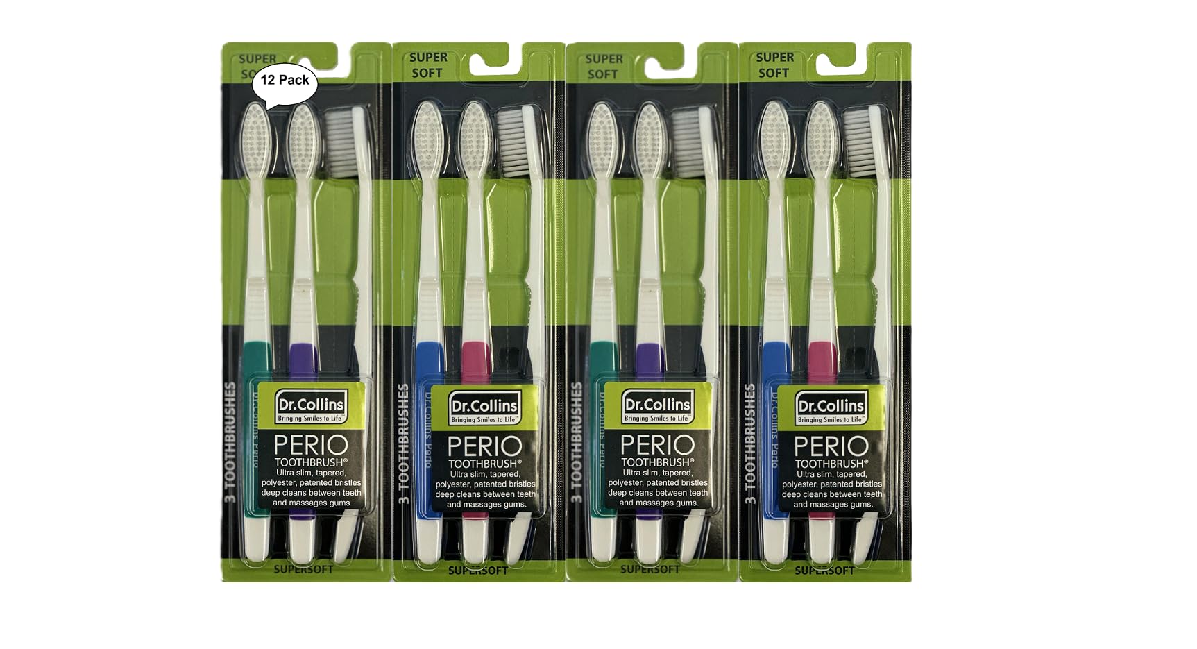 Perio Toothbrush 3 Pack, (Colors Vary) (Qty. 12, Pack of 4)