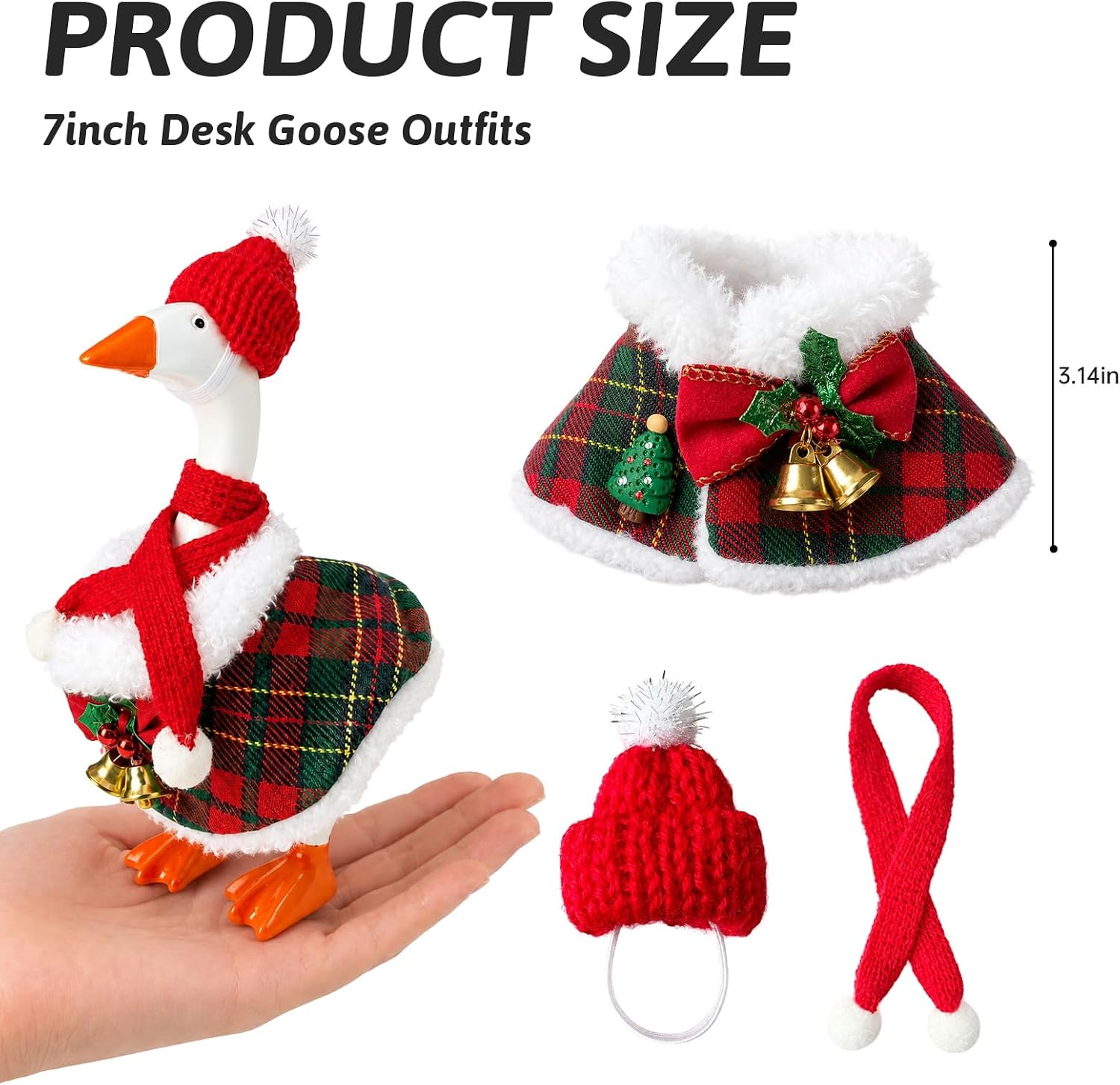 7 Inch Desk Goose Christmas Outfit, Mini Clothes Set for Office Desk Decor image 2