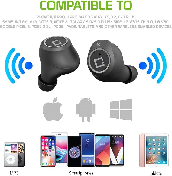 Wireless V5 Bluetooth Earbuds Compatible with Gionee M6 with Charging case for in Ear Headphones. (V5.0 Black)
